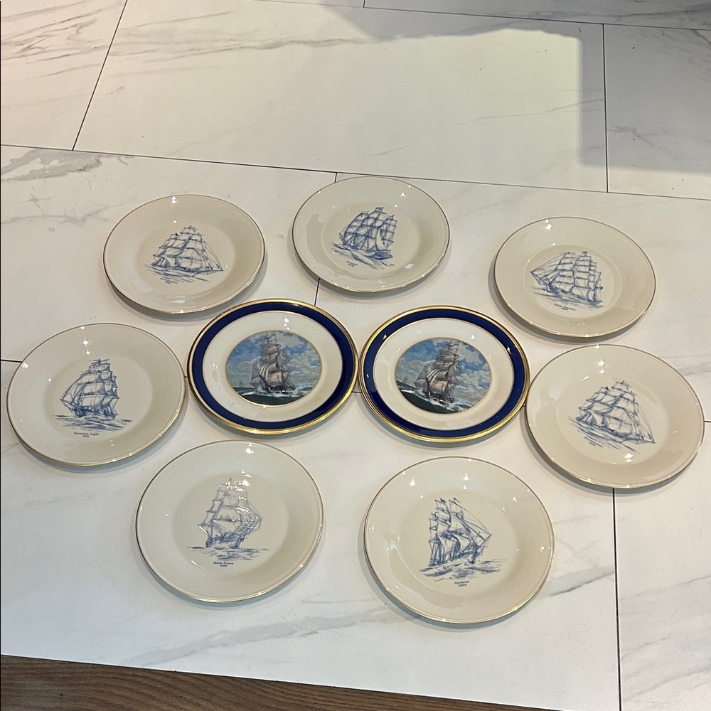 Lenox Nautical Ship Dinnerware Set - Cream and Blue